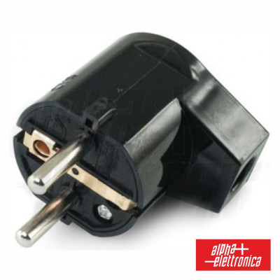 Ficha Schuko Macho C/ Terra Lateral 250V Preto