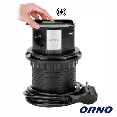 Tomada Elétrica Encastrar C/ Carregador Qi 1X Schuko Orno