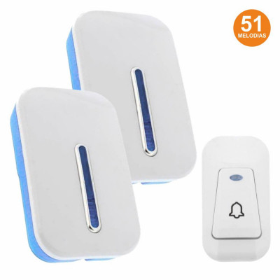 Campainha Dupla S/ Fios C/ Comando 51 Tons