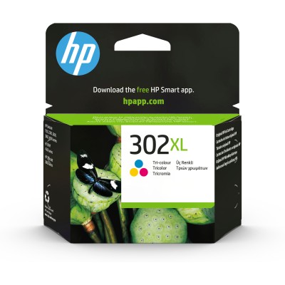 HP Tinteiro original 302XL Tricolor de elevado rendimento