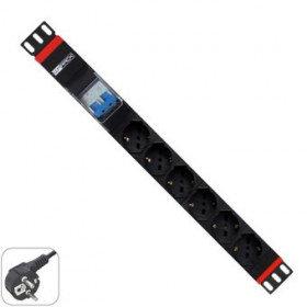 Rack power strip wp 1u 6 fichas Schuko com disjuntor