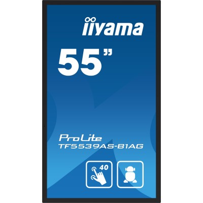 iiyama TF5539AS-B1AG ecrã de sinalização Plasma digital 138,7 cm (54.6") LED 500 cd m² 4K Ultra HD Preto Ecrã táctil