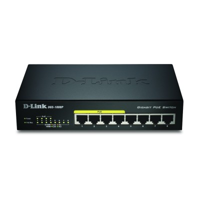 D-Link DGS-1008P E switch de rede Não-gerido L2 Power over Ethernet (PoE) Preto