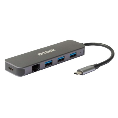 D-Link DUB-2334 base & duplicador de portas Com fios USB Type-C Cinzento