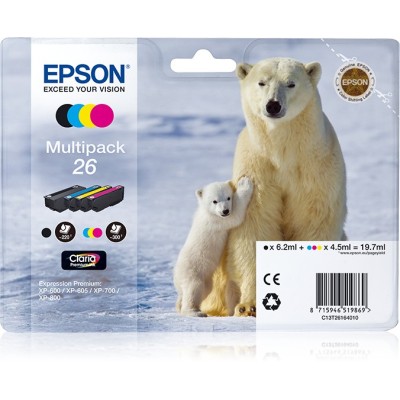 Epson Polar bear Multipack de 4 cores Série 26 Urso Polar Tinta Claria Premium