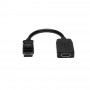 StarTech.com DP2HDMI adaptador de cabo de vídeo 0,24 m HDMI Type A (Standard) DisplayPort Preto