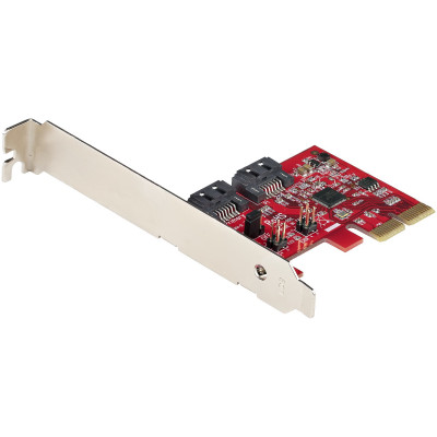 StarTech.com Placa PCIe SATA - Placa de expansão SATA PCIe de 2 portas - 6 Gbps - Perfil completo baixo - Adaptador Controlador