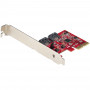 StarTech.com Placa PCIe SATA - Placa de expansão SATA PCIe de 2 portas - 6 Gbps - Perfil completo baixo - Adaptador Controlador