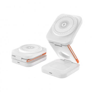 Estação de carregamento 3 em 1 para iPhone, carregador de viagem multifunções - Branco