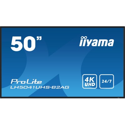 iiyama LH5041UHS-B2AG ecrã de sinalização Plasma digital 127 cm (50") LCD 500 cd m² 4K Ultra HD Preto 24 7