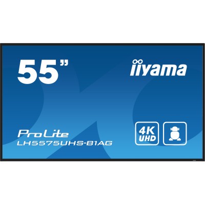 iiyama LH5575UHS-B1AG ecrã de sinalização Plasma digital 138,7 cm (54.6") LCD Wi-Fi 500 cd m² 4K Ultra HD Preto Processador