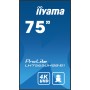 iiyama LH7575UHS-B1AG ecrã de sinalização Plasma digital 190,5 cm (75") LCD Wi-Fi 500 cd m² 4K Ultra HD Preto Processador