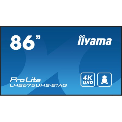 iiyama LH8675UHS-B1AG ecrã de sinalização Plasma digital 2,17 m (85.6") LCD Wi-Fi 500 cd m² 4K Ultra HD Preto Processador