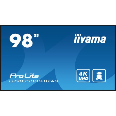 iiyama LH9875UHS-B2AG ecrã de sinalização Plasma digital 2,48 m (97.5") LED Wi-Fi 500 cd m² 4K Ultra HD Preto Processador