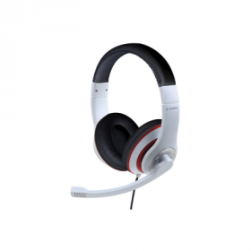 Auscultadores Gembird Stereo MHS-03 3.5MM Branco/Preto c/ Anel Vermelho