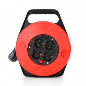 Enrolador de cabo de 4 vias com ficha Schuko 3G1,5m? 10m preto