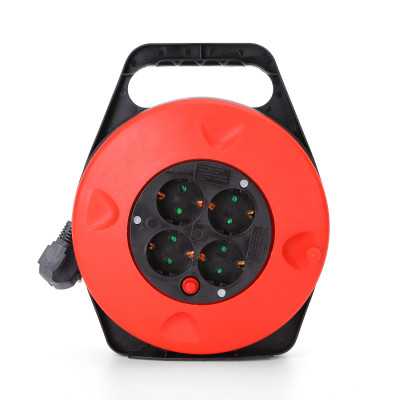 Enrolador de cabo de 4 vias com ficha Schuko 3G1,5m? 10m preto