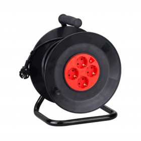 Enrolador de cabo de 4 vias com ficha Schuko 3G1,5m? 50m preto