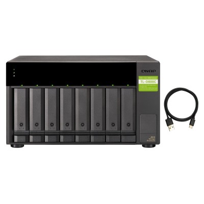 QNAP TL-D800C Caixa para Discos Rígidos Compartimento HDD SSD Preto, Cinzento 2.5 3.5"