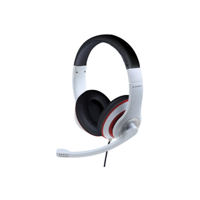 Auscultadores Gembird Stereo MHS-03 3.5MM Branco/Preto c/ Anel Vermelho