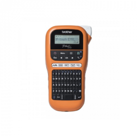 Rotuladora Eletrónica Portátil Brother PT-E110VP Ecrã LCD 200 Símbolos Velocidade 20mms Preta e Laranja