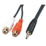 Lindy AV Adapter Cable - 3.5mm Male - 2 x RCA Female cabo de áudio 0,25 m Preto