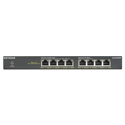 NETGEAR GS308PP Não-gerido Gigabit Ethernet (10 100 1000) Power over Ethernet (PoE) Preto