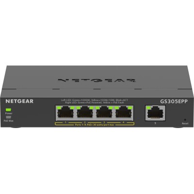 NETGEAR 5-Port Gigabit Ethernet High-Power PoE+ Plus Switch (GS305EPP) Gerido L2 L3 Gigabit Ethernet (10 100 1000) Power over