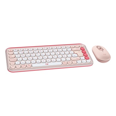 Logitech POP Icon Combo teclado Rato incluído Universal Bluetooth QWERTY Espanhol Rosa, Branco