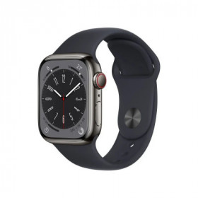 Apple Watch Series 8  GPS  Celular  41mm   Caixa em AÃ§o InoxidÃ¡vel Cinza  Correia Desportiva Preta