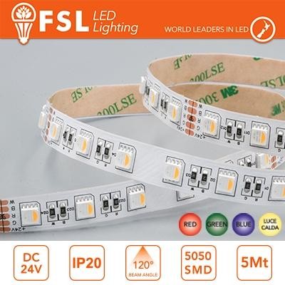 Strip LED 5m IP20 5050 24V - 14W/m 60led/m RGB+W 3000K