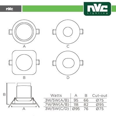 Recessed Spotlights LED IP20 9W 3000K 700LM 24º Φ115/Φ95