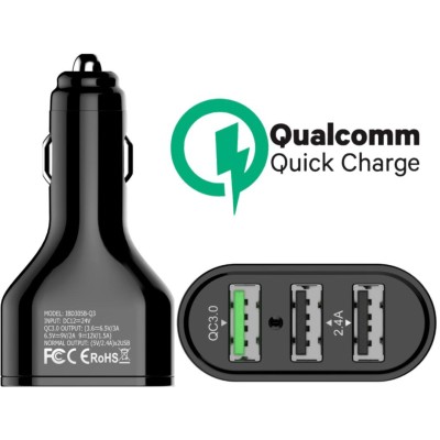 Swift Drive 3 ports USB Car Charger QC3.0+4.8A 42W Preto