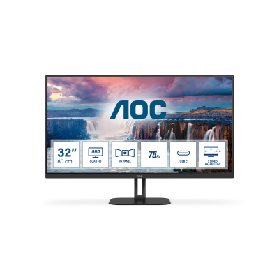 Monitor Profissional AOC Q32V5CE/BK 31.5″ QHD Multimédia Preto