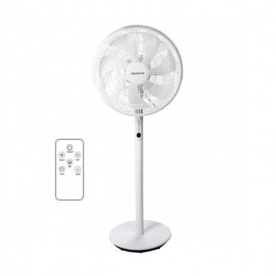 Ventilador de chão de 16 polegadas, 7 pás, 3 velocidades, branco com comando à distância