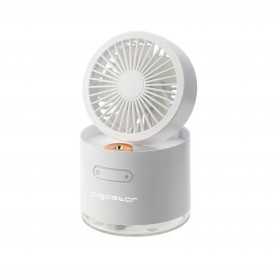 Ventilador de mesa com névoa, 4 polegadas, 5 lâminas, 3 velocidades, 2000mAh, branco