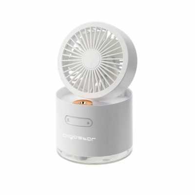 Ventilador de mesa com névoa, 4 polegadas, 5 lâminas, 3 velocidades, 2000mAh, branco