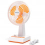 Ventilador de mesa de 8 polegadas, 3 pás, 3 velocidades, sem bateria, branco e laranja