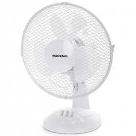 Ventilador de mesa de 9 polegadas, 3 pás, 2 velocidades, branco