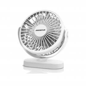 Ventilador de mesa portátil, 6 polegadas, 5 lâminas, 3 velocidades, 1500mAh, branco