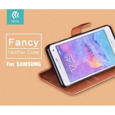 Fancy Case Leather for Samsung Galaxy J1 Brown
