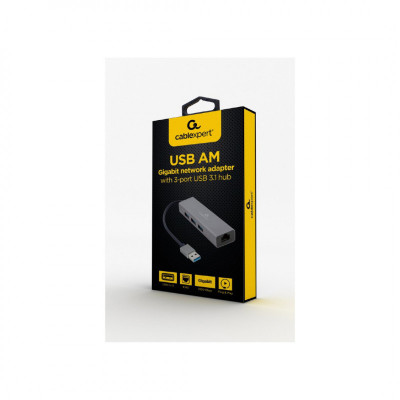 Adaptador USB para REDE Gigabit com 3 Portas Usb 3.0