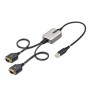 StarTech.com 2P1FFC-USB-SERIAL adaptador para cabos USB-A 2 x DB-9 RS-232 Preto, Cinzento