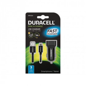 Carregador Isqueiro Duracell 2.4A + Cabo Micro USB 1Mt (PRETO)