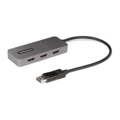 StarTech.com MST14DP123HD adaptador de cabo de vídeo 0,3 m DisplayPort 3 x HDMI Cinzento