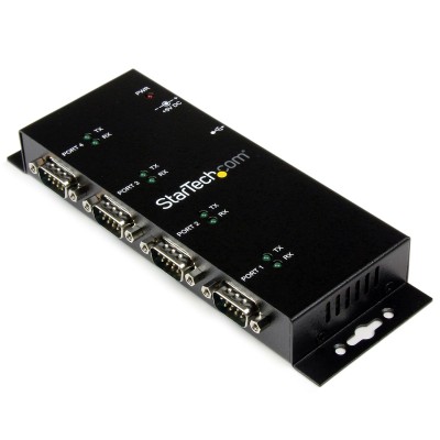 StarTech.com Concentrador Adaptador USB para 4 Portas Série RS232 DB9 – Montagem em Calha DIN Tipo Industrial e Montagem de