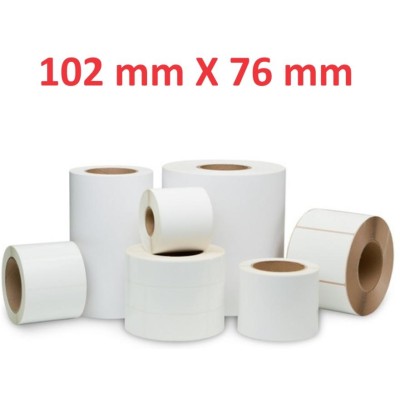 Rolo adesivo branco mate: 102mm x 76mm, 440 etiquetas, 40mm  diâmetro 