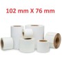 Rolo adesivo branco mate: 102mm x 76mm, 440 etiquetas, 40mm  diâmetro 