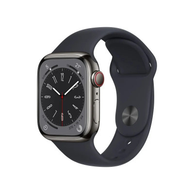 Apple Watch Series 8  GPS  Celular  41mm   Caixa em AÃ§o InoxidÃ¡vel Cinza  Correia Desportiva Preta
