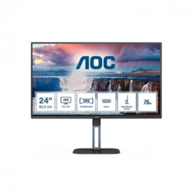 Monitor AOC 24″ Ips 16:9 Ful HD Hdmi Dp Usb-C 1Ms 75Hz Multimédia – Preto
